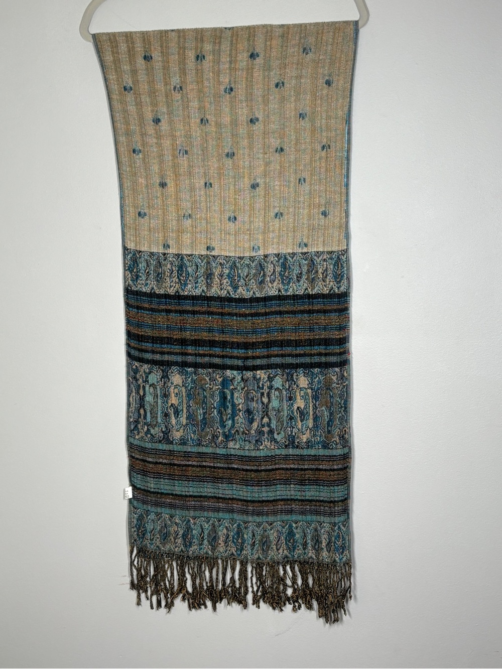 Vintage Boho Multi-Pattern Ribbed Scarf Pashmina - Picture 3 of 10